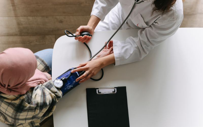 Patient receiving care from a doctor