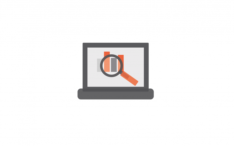 Image of a laptop with magnifying glass inside