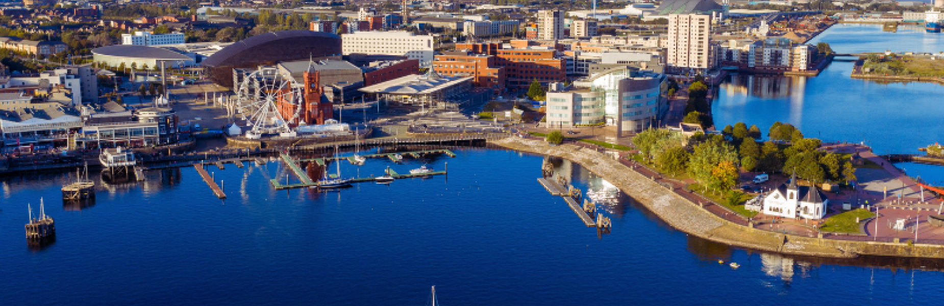 Aerial view of Cardiff Bay