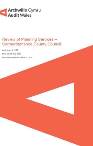 Carmarthenshire County Council – Review of Planning Services: report cover showing Audit Wales logo