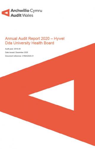 Front cover image of Hywel Dda University Health Board – Annual Audit Report 2020