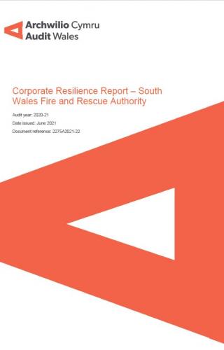 South Wales Fire and Rescue Authority – Corporate Resilience Report: report cover showing Audit Wales logo